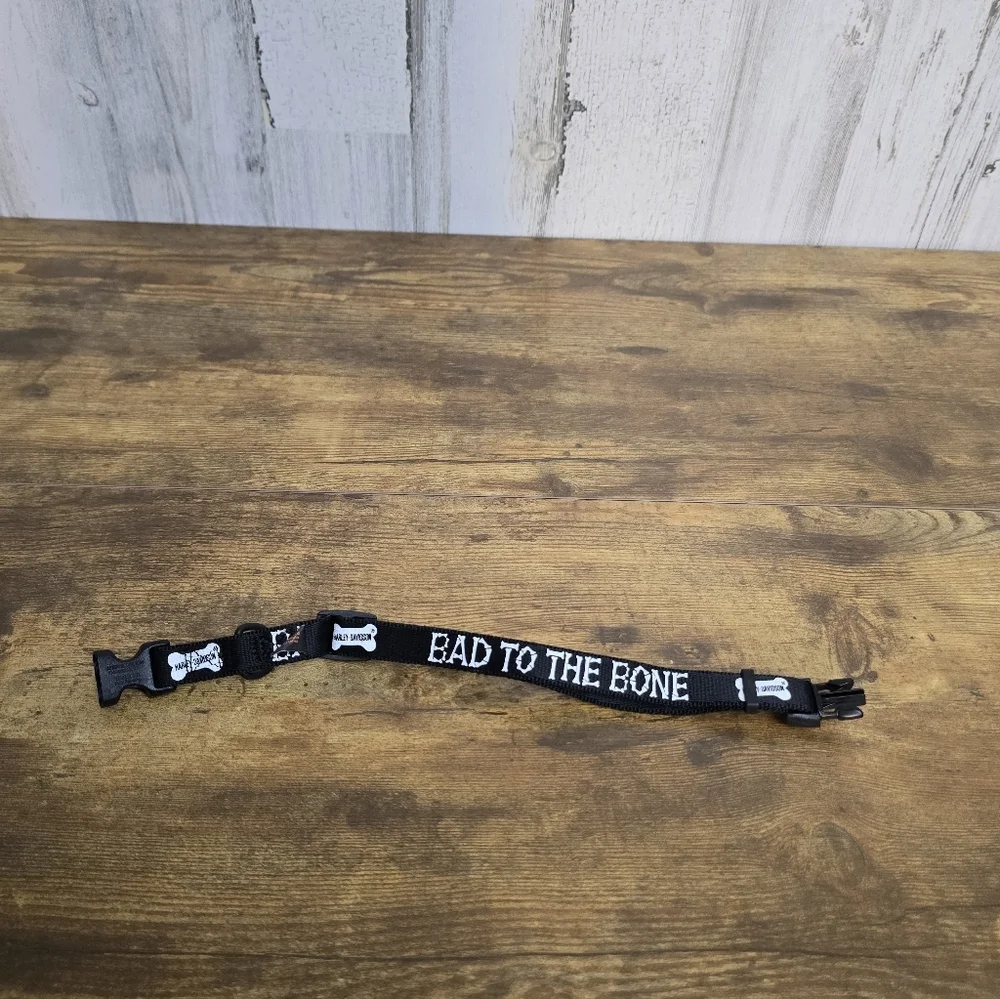 Vintage Harley Davidson 2002 Black 'Bad to the Bone' Dog Collar